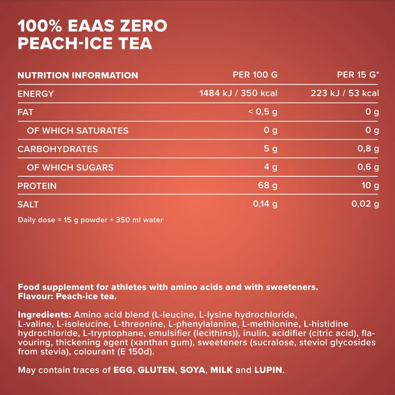 100% EAAs Zero (15g) - Peach Ice Tea