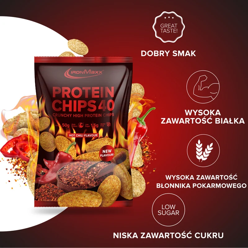 Protein Chips 40 (50g) - Hot Chili