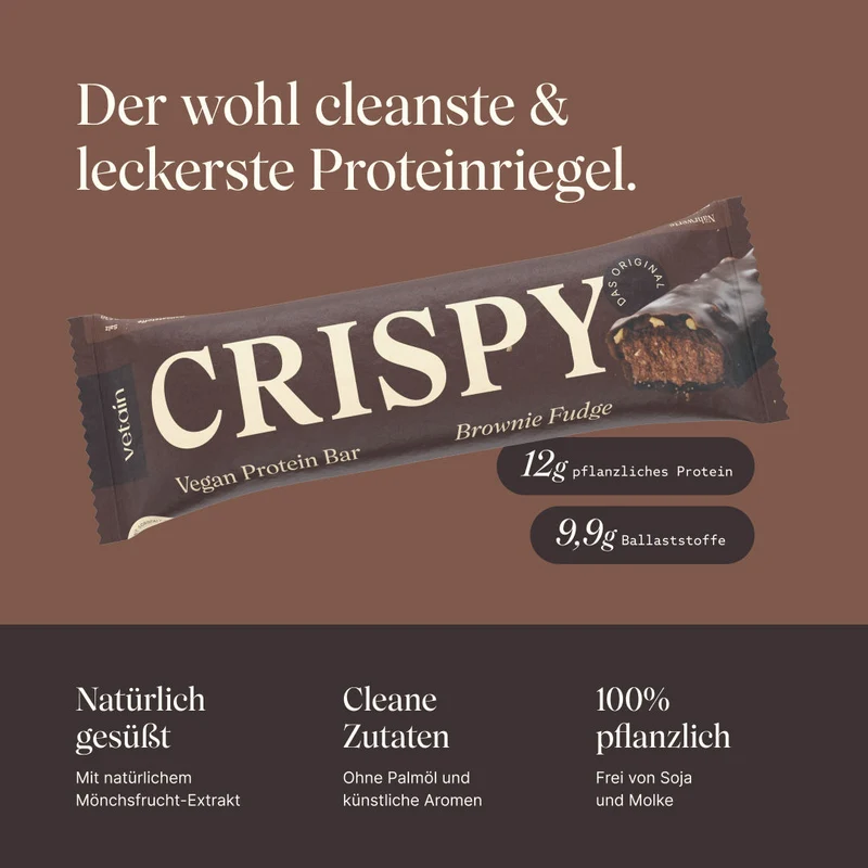 CRISPY veganer Proteinriegel - Brownie Fudge (12er Pack)