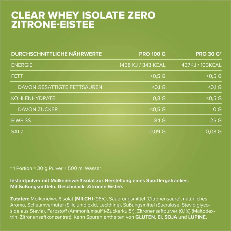 Clear Whey Isolate ZERO (400g) - "Less sweet" Lemon Ice Tea