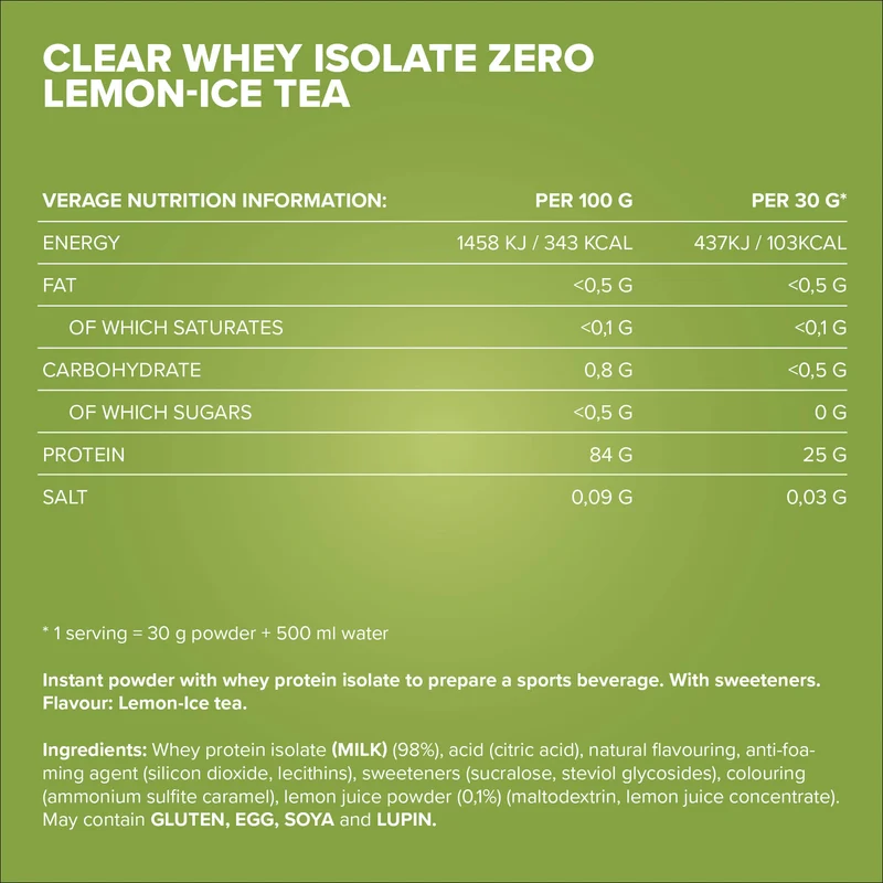 Clear Whey Isolate ZERO (400g) - "Less sweet" Lemon Ice Tea