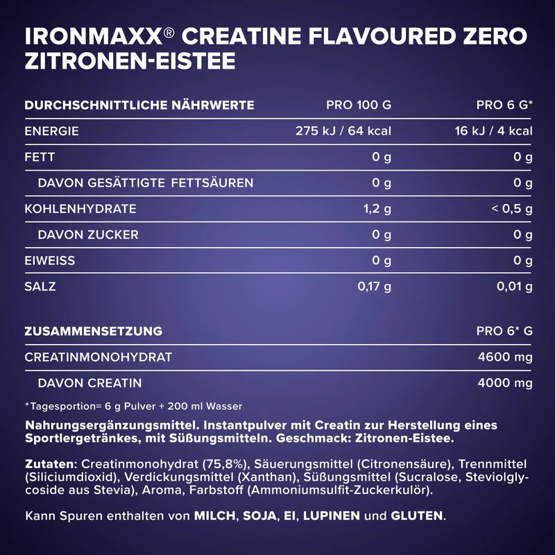 Creatine Flavoured Zero (250g) - Lemon Ice Tea