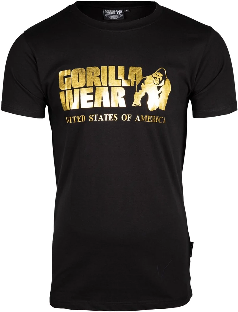 Klassisches T-Shirt - Schwarz/Gold - Gorilla Wear