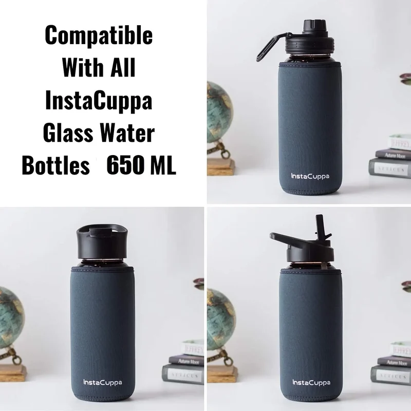 InstaCuppa Neoprene Silicone Sleeve Add on for Glass Bottle 650 ML/1000 ML