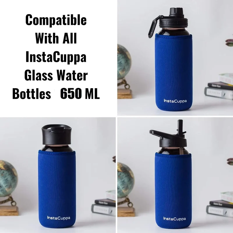 InstaCuppa Neoprene Silicone Sleeve Add on for Glass Bottle 650 ML/1000 ML