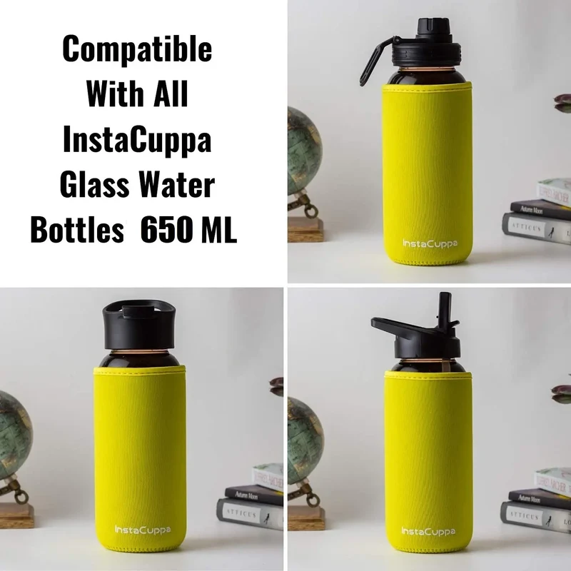 InstaCuppa Neoprene Silicone Sleeve Add on for Glass Bottle 650 ML/1000 ML