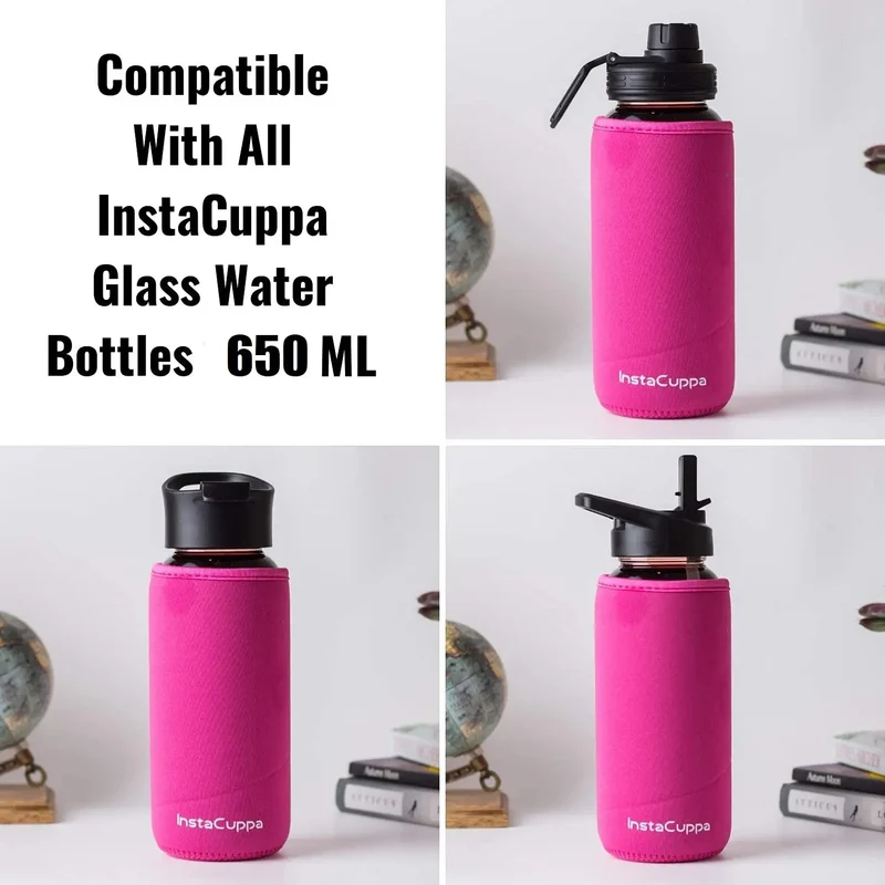 InstaCuppa Neoprene Silicone Sleeve Add on for Glass Bottle 650 ML/1000 ML