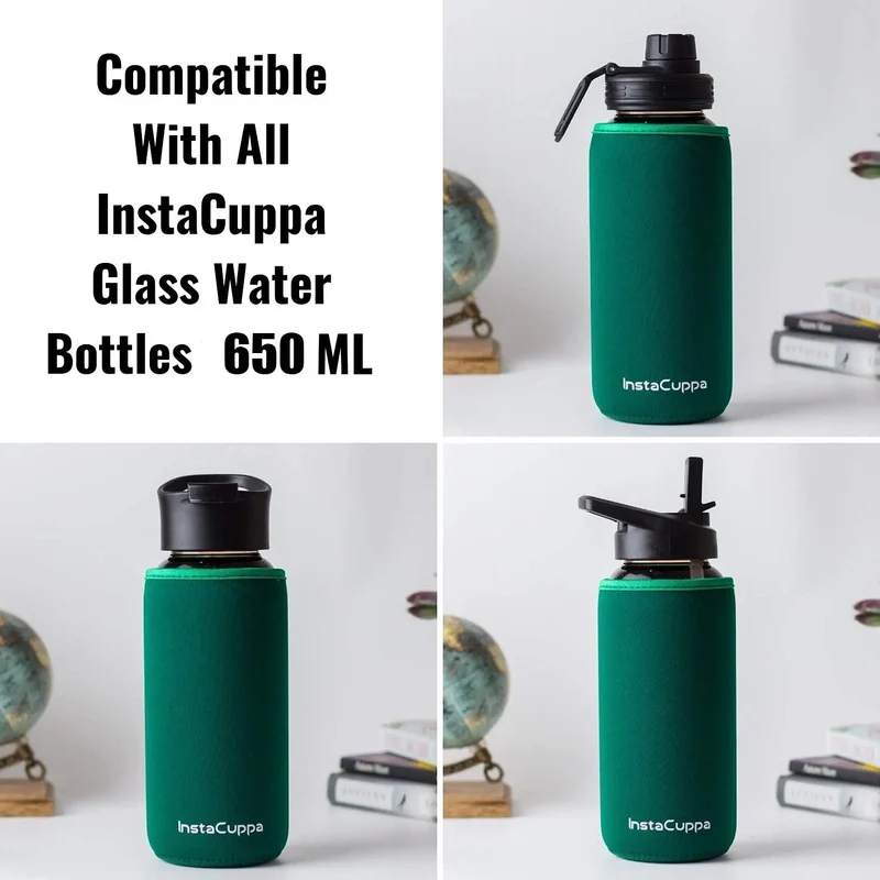 InstaCuppa Neoprene Silicone Sleeve Add on for Glass Bottle 650 ML/1000 ML