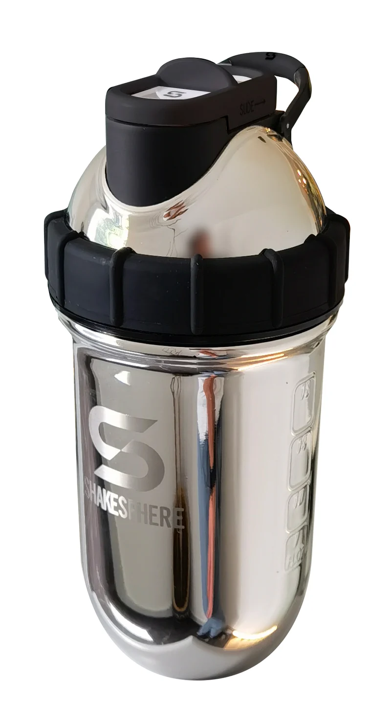 Protein shaker bottle 24.6 Fl Oz Double Wall Steel Mirrored Silver