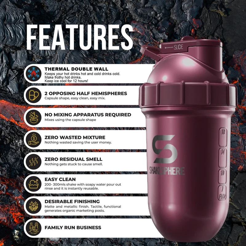 Protein shaker bottle 24.6 Fl Oz Double Wall Steel Rose Gold