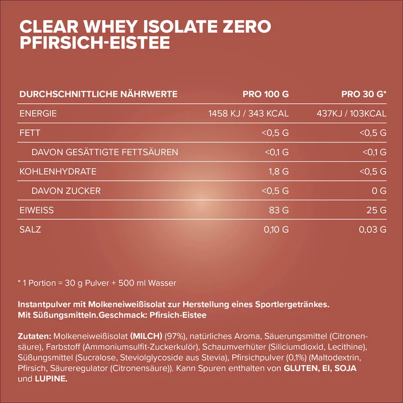 Clear Whey Isolate ZERO (400g) - "Less sweet" Peach Ice Tea