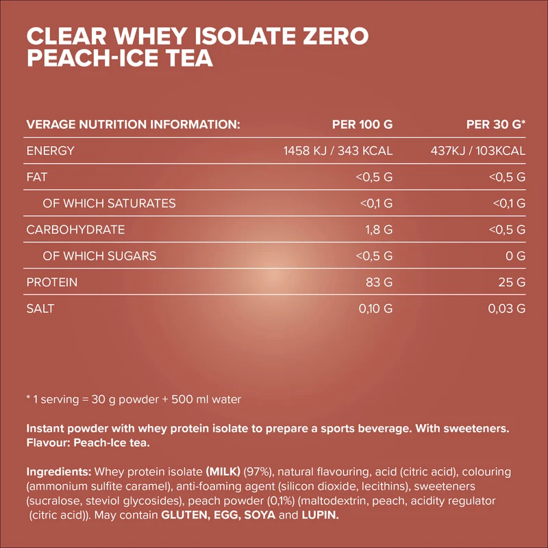 Clear Whey Isolate ZERO (400g) - "Less sweet" Peach Ice Tea
