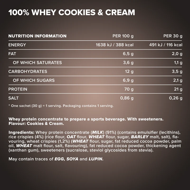 100% Whey Protein (30g) - Cookies & Cream