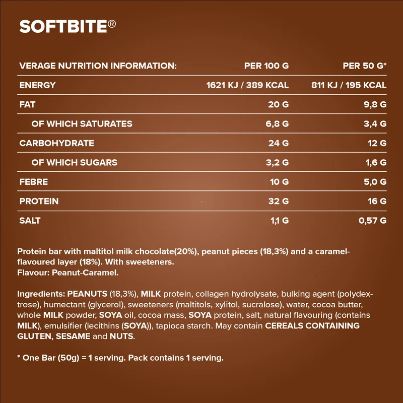 Softbite (12x50g) - Peanut Caramel