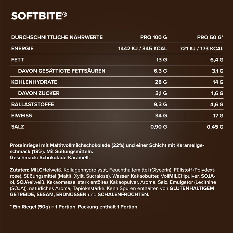 Softbite (12x50g) - Caramel Chocolate