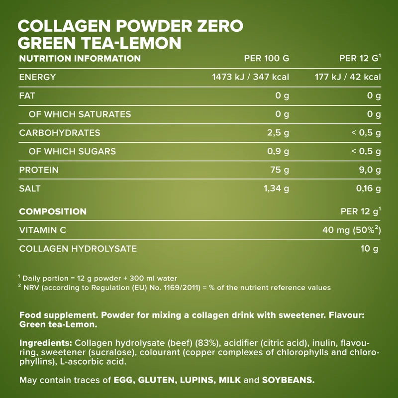 Collagen Powder Zero (250g) - Grüntee Zitrone