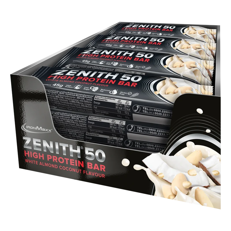 ZENITH® 50 Protein Riegel (16x45g) - White Almond Coconut Crisp