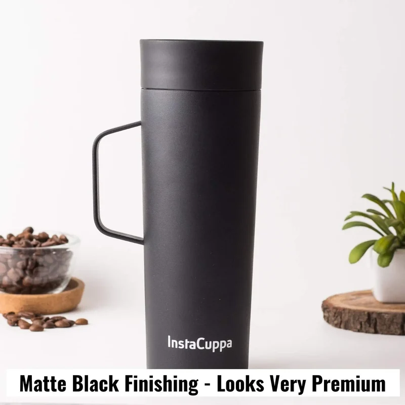 InstaCuppa Vacuum Insulated Coffee, Tea Travel Mug 470 ML, Leak Proof Sipper Lid, Double Walled Thermos Flask,| Shop Now