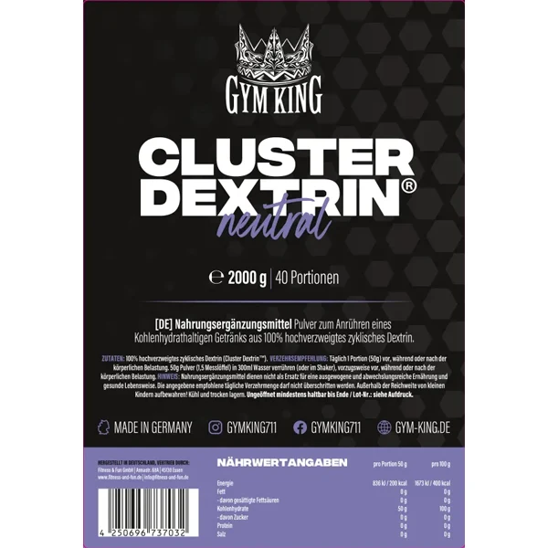 Gym King CLUSTER DEXTRIN®, 2000 g Beutel