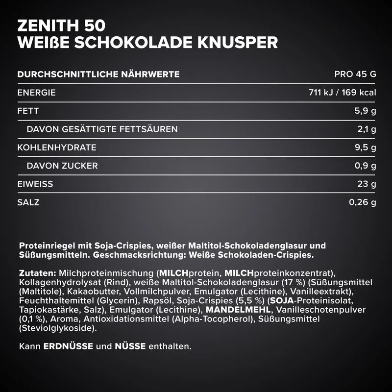 ZENITH® 50 Protein Riegel (45g) - White Chocolate Crisp