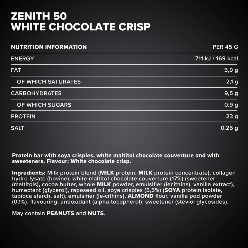 ZENITH® 50 Protein Riegel (16x45g) - White Chocolate Crisp