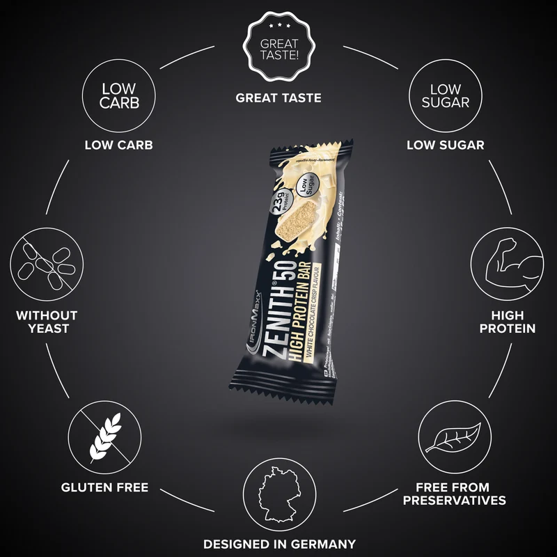 ZENITH® 50 Protein Riegel (16x45g) - White Chocolate Crisp