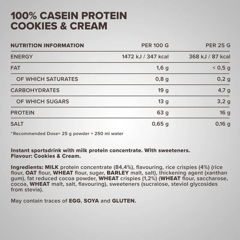 100% Casein Protein (2000g) - Cookies & Cream