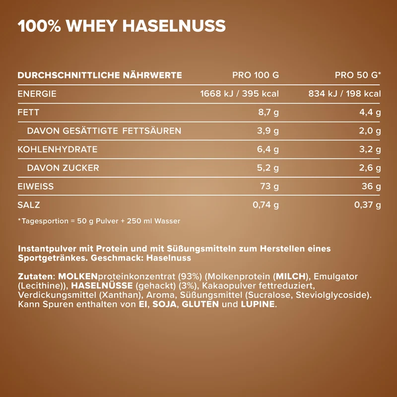 100% Whey Protein (900g) - Haselnuss