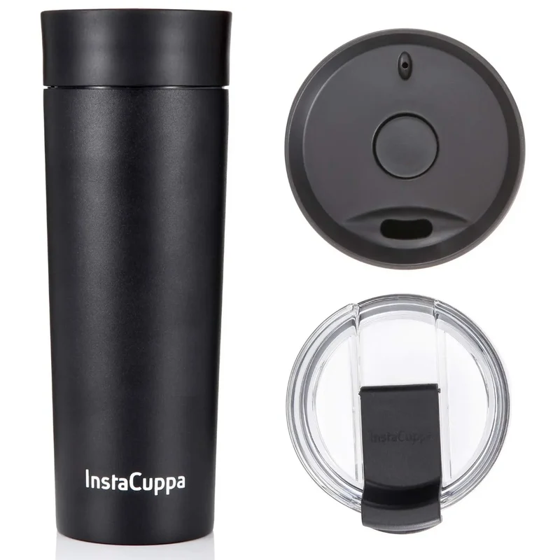InstaCuppa Thermos Travel Mug for Coffee, Tea - Double Walled Steel Flask, Vacuum Insulated, Leak Proof, Premium Matte Finish
