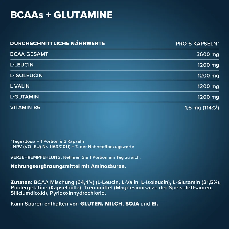 BCAAs + Glutamin 800 - 130 Kapseln