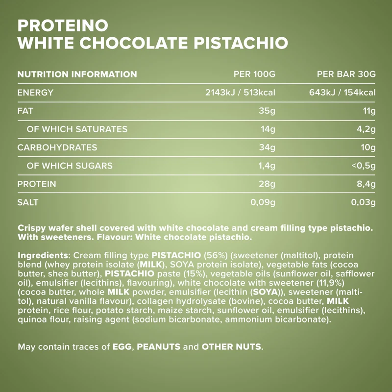 Proteino (12x30g) - White Chocolate Pistachio
