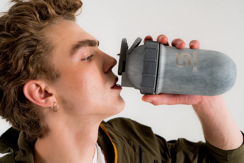 Protein shaker bottle 24.6 Fl Oz Double Wall Steel Concrete