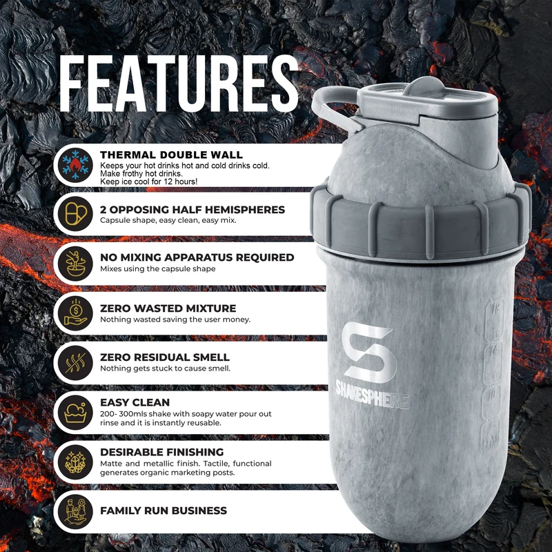 Protein shaker bottle 24.6 Fl Oz Double Wall Steel Concrete
