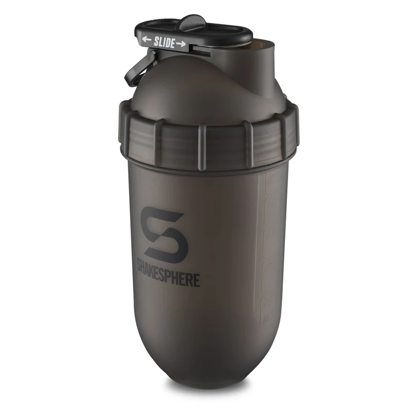 Protein shaker bottle 24.6 Fl Oz "Tumbler Original" Frosted Black/Black Logo