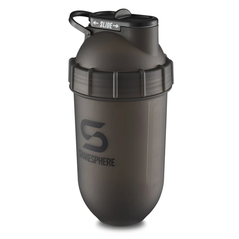 Protein shaker bottle 24.6 Fl Oz "Tumbler Original" Frosted Black/Black Logo