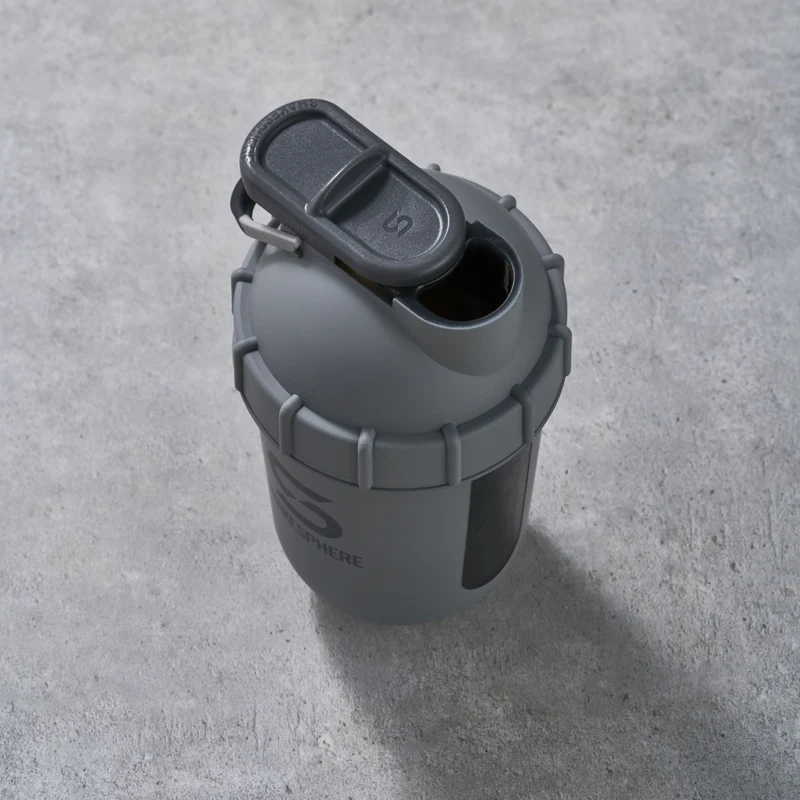 Protein shaker bottle 700mls "Tumbler View" Matte Grey/Grey Logo/Black Window