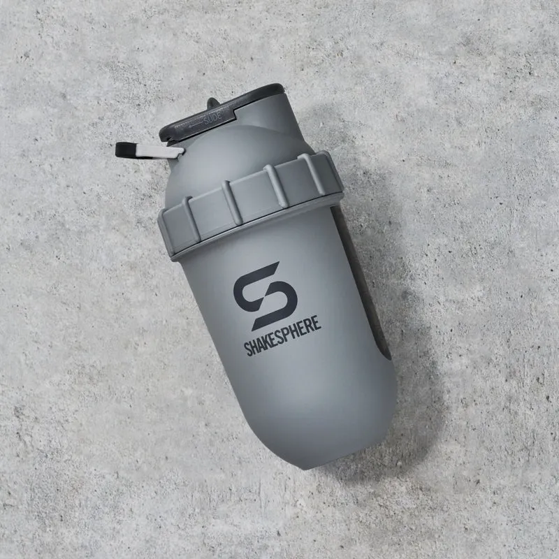 Protein shaker bottle 700mls "Tumbler View" Matte Grey/Grey Logo/Black Window