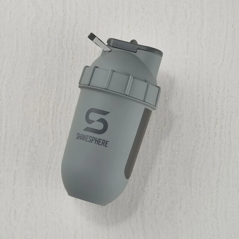 Protein shaker bottle 700mls "Tumbler View" Matte Grey/Grey Logo/Black Window