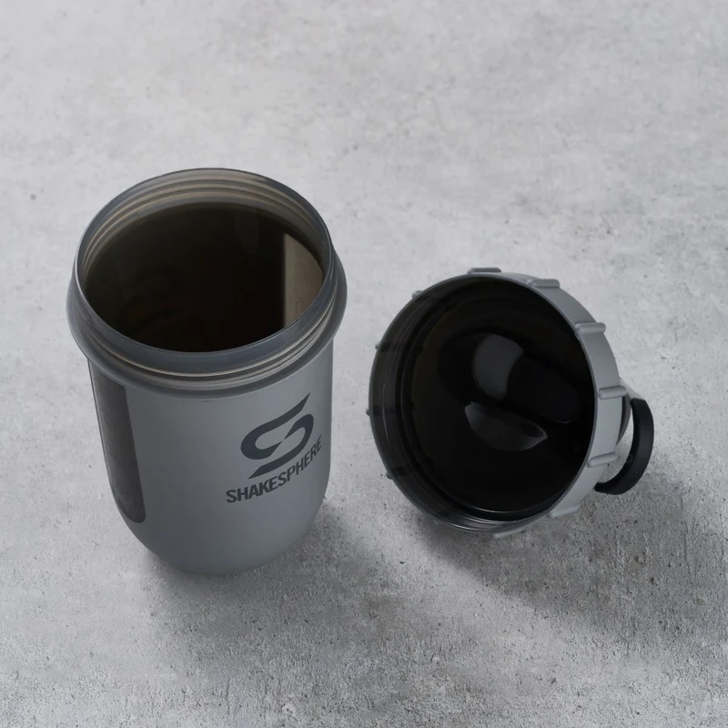 Protein shaker bottle 700mls "Tumbler View" Matte Grey/Grey Logo/Black Window
