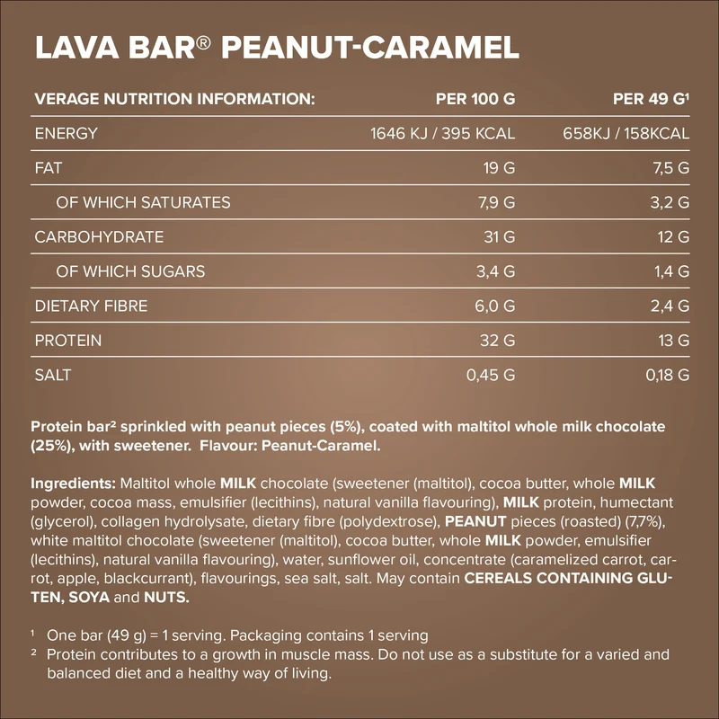 Lava Bar Protein Riegel (18x40g) - Peanut Caramel