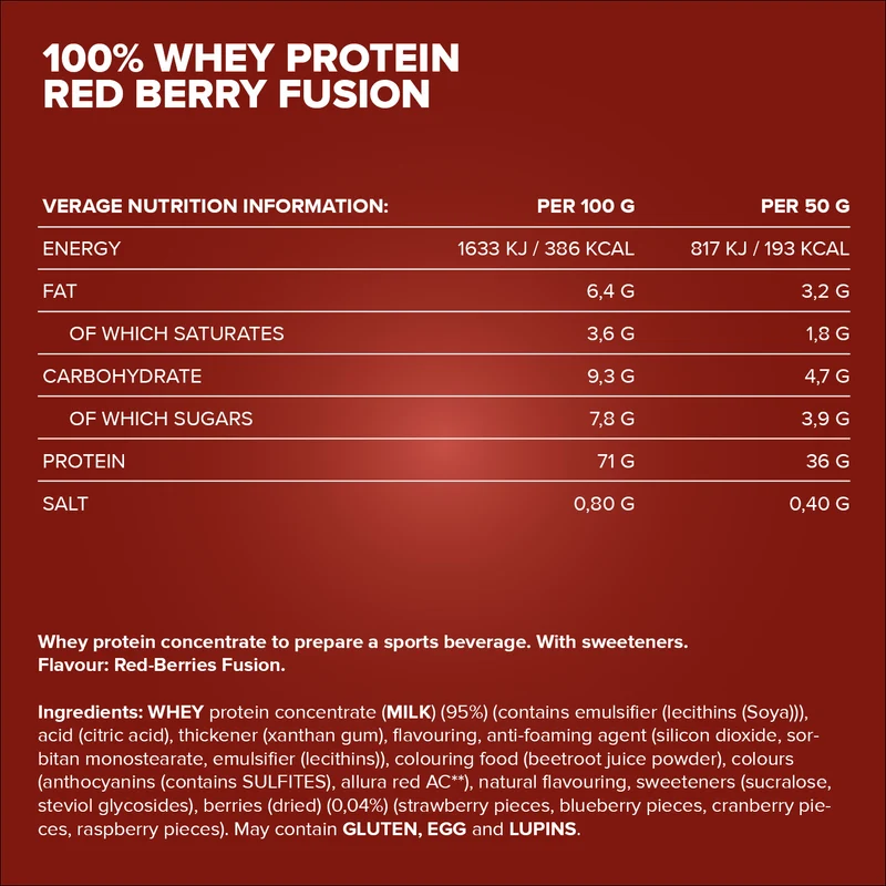 100% Whey Protein (500g) - Red Berry Fusion (Special Edition)