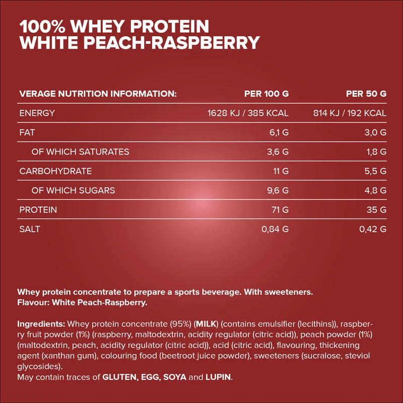 100% Whey Protein (900g) - White Peach Raspberry