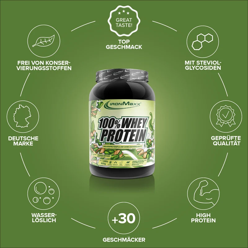 100% Whey Protein (900g) - Cremige Pistazie