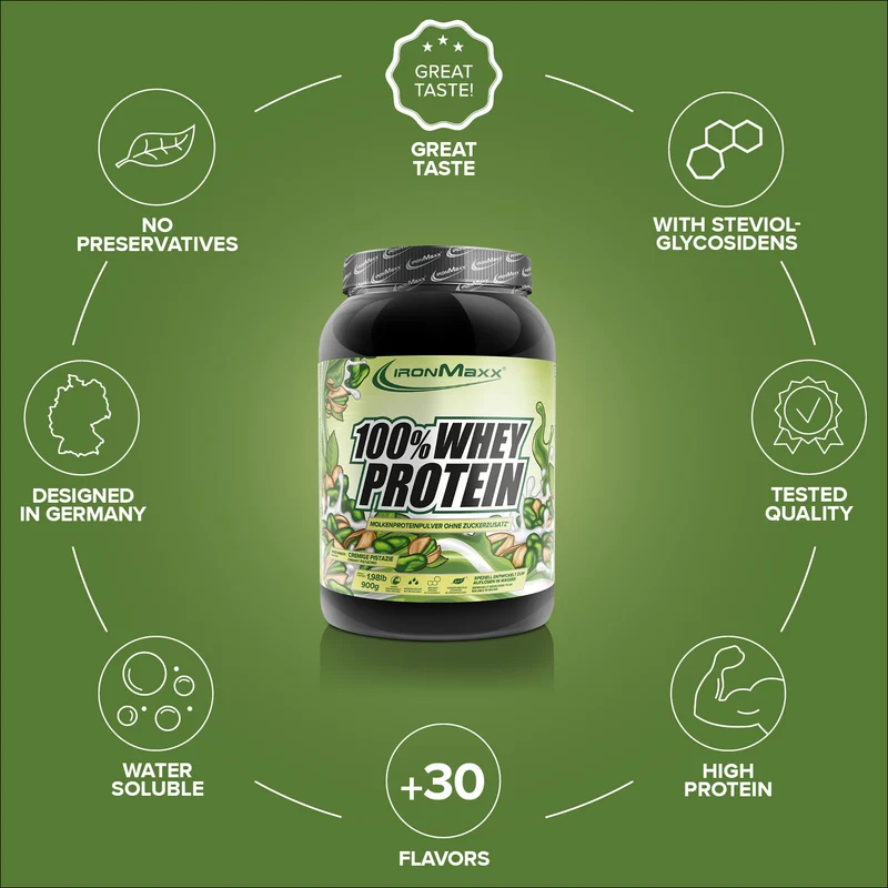 100% Whey Protein (900g) - Cremige Pistazie