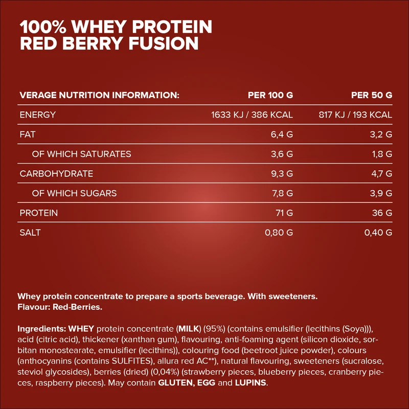 100% Whey Protein (900g) - Red Berry Fusion