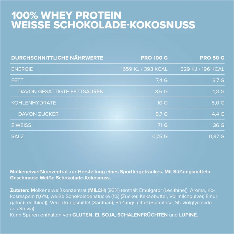 100% Whey Protein (900g) - White Choc Coconut