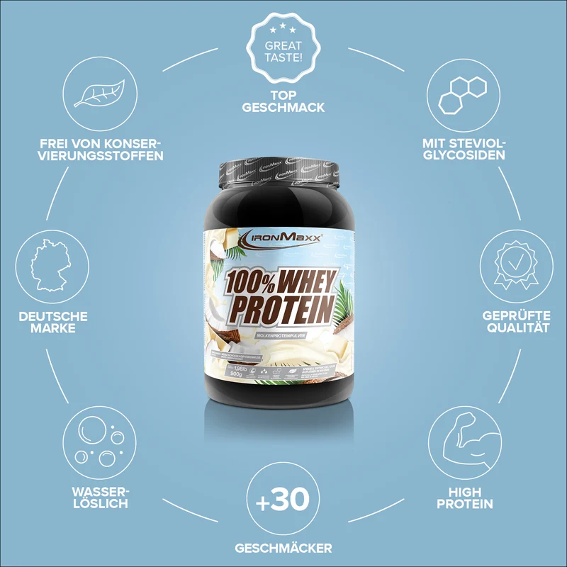 100% Whey Protein (900g) - White Choc Coconut