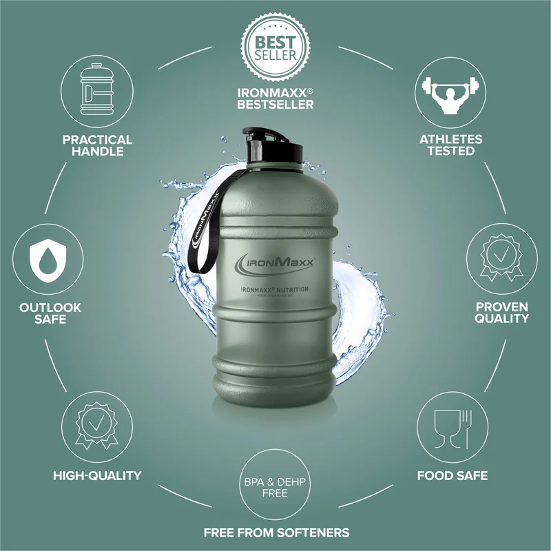 Water Gallon (2200ml) - Matt Transparent Frosted Mineral Green