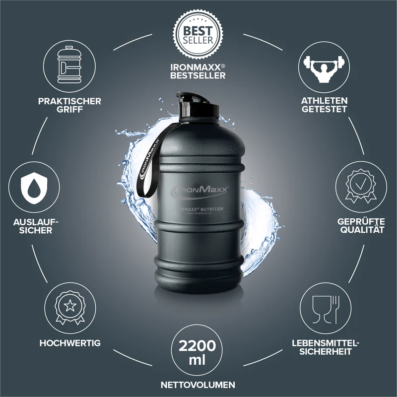 Water Gallon (2200ml) - Matt Solid Deep Black