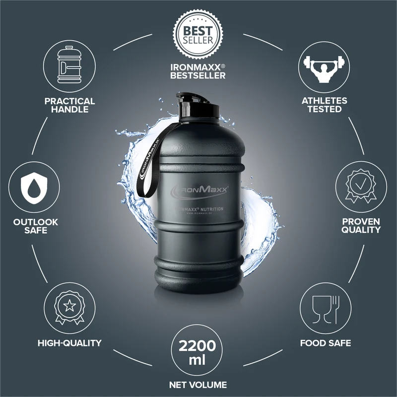 Water Gallon (2200ml) - Matt Solid Deep Black